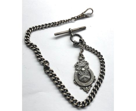 Antique silver albert pocket watch chain and fob measures approx 3cm long not including small fob chain and fob weight total 