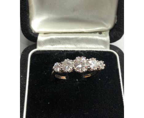 Vintage 5 stone diamond ring central diamond measures approx 5.5mm dia 1.34ct,&nbsp;The diamonds are very clean, no chips can