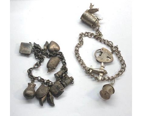 2 vintage silver charm bracelets 