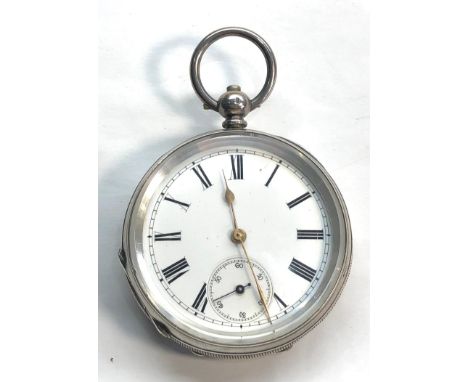 Continental silver pocket watch silver hallmarked case measures approx 51mm not including loop or stem watch balance spins bu
