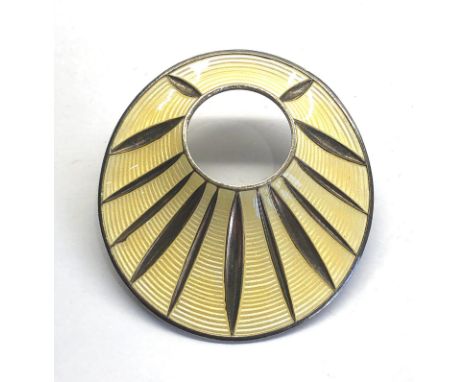 Designer Norway silver and enamel brooch signed Osvais Norway measures approx. 48mm dia,&nbsp;good condition