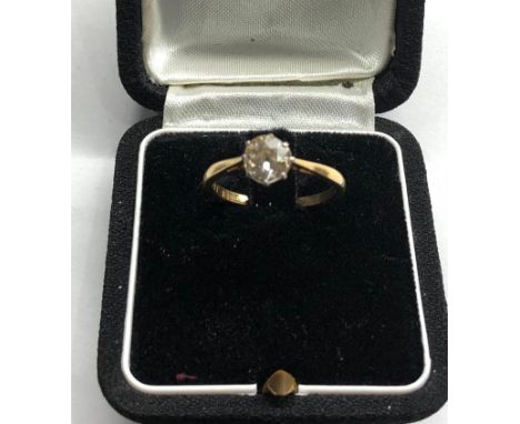 Vintage 18ct &amp; plat diamond ring central diamond measures approx 6.5mm dia approx 1ct 