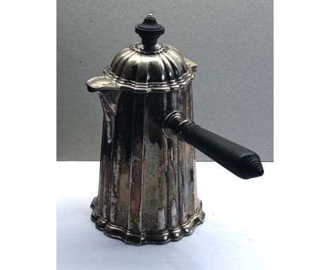 Antique dutch silver chocolate pot dutch silver hallmarks maker VK Van Kempen lidded pot with wooden handle measures approx. 