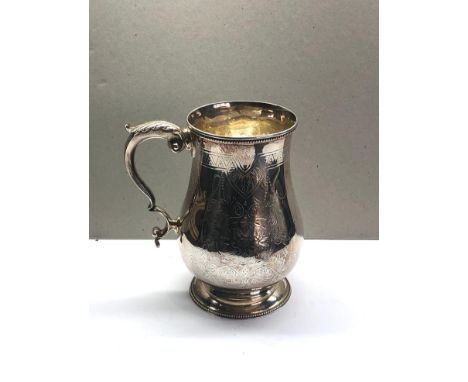 Large Victorian silver tankard London silver hallmarks measures approx. 14.5cm dia 10cm at widest points weight 280g,&nbsp;en