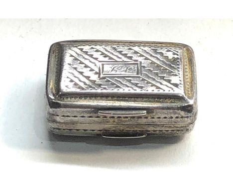 Antique Georgian silver vinaigrette Birmingham silver hallmarks measures approx. 23mm by 17mm and 9mm deep in good condition 