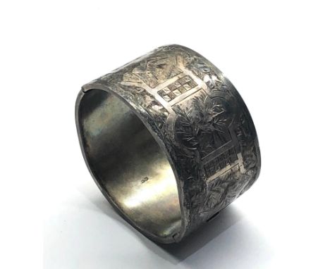 Victorian silver cuff bracelet measures approx 38mm wide,&nbsp;in good uncleaned condition, approx weight 32.8g