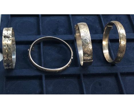 4 Vintage silver bangles all with full silver hallmarks good condition 