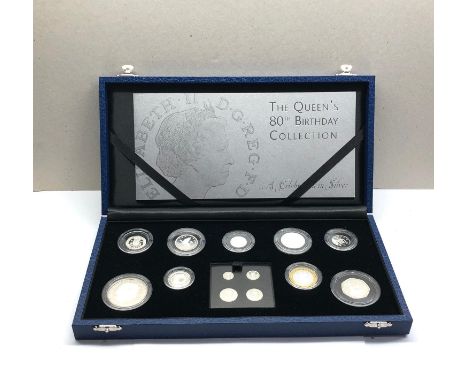 Royal Mint Queens 80th birthday silver proof coin set in original box 