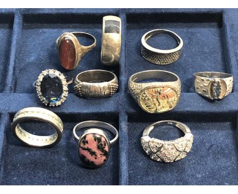 10 Vintage silver rings 