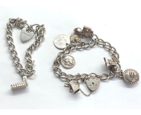 2 Vintage silver charm bracelets 