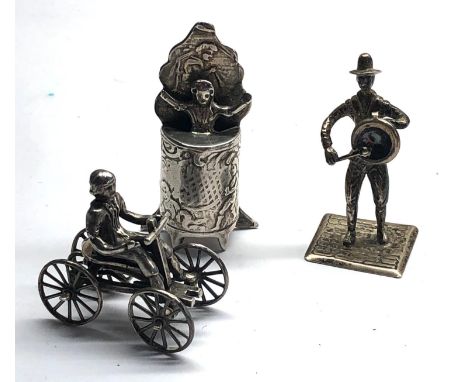 3 Vintage Dutch silver miniatures all with small dutch silver sword hallmarks 