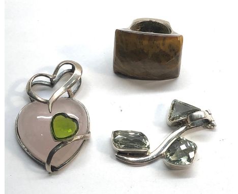 Vintage silver modernist stone set jewellery all hallmarked 925 