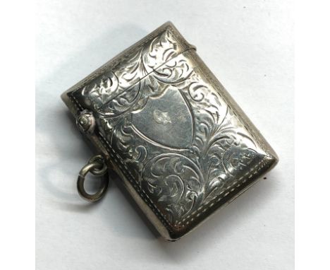 Antique silver vesta case Birmingham silver hallmarks in good condition 