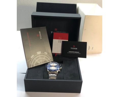 New boxed Rolex Tudor Geneve chronograph model 70330b as new in box with paperwork purchase dated 14/11/19 never been worn 