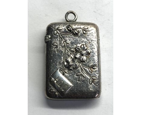 Antique embossed silver vesta case continental silver hallmarks 