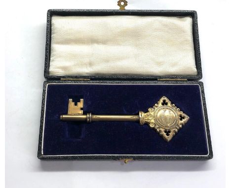 Boxed silver gilt presentation key Birchcliffe baptist Sunday school dec 1934 1938 full Birmingham silver hallmarks comes in 