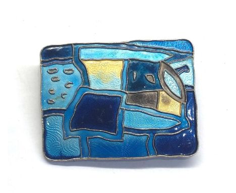 Designer David Anderson abstract silver and enamel brooch, Good overall condition
