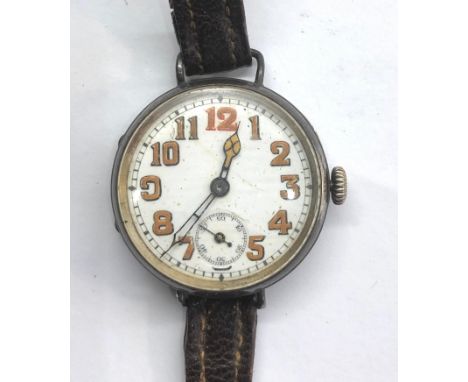 Gents silver cased trench watch 