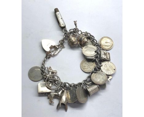 Vintage silver charm bracelet 