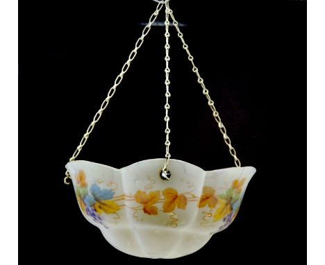 An attractive 1930's hand painted marbled glass light shade, Dia. 34cm.