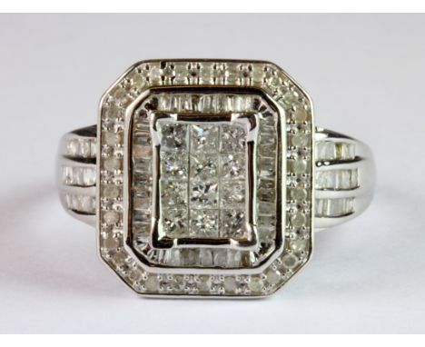 An impressive gentleman's 9ct white gold diamond set ring (R.5).