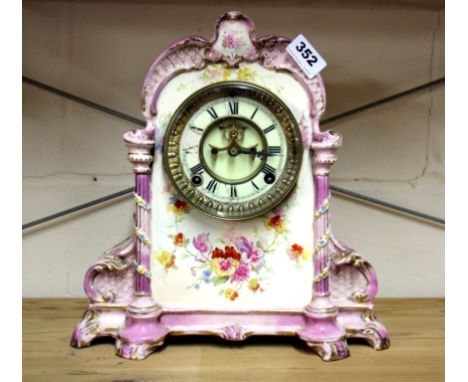A 19th century ceramic mantle clock, H. 33cm