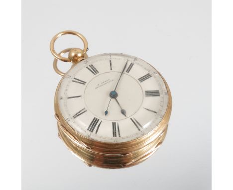 A 9 carat gold gentleman's pocket watch, with enamel dial by J Sykes of Huddersfield