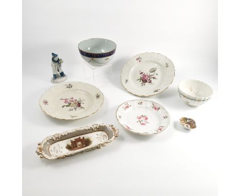 A collection of 19th century English porcelain, to include a Rockingham Works pen tray decorated with a titled view of North 