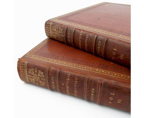 John Britton Architectural Antiquities of Great Britain, first edition 1812,1814 two volumes, folio, full leather, raised ban