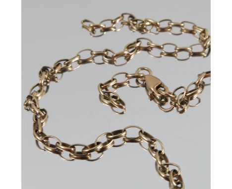 A 9 carat gold chain, of oval links, 58cm long, 6.5g gross