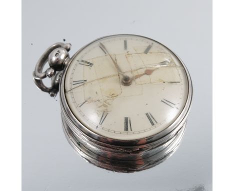 Robert Conran, Guernsey, a William IV silver open faced pocket watch, London 1832, off-white enamel dial with black Roman num