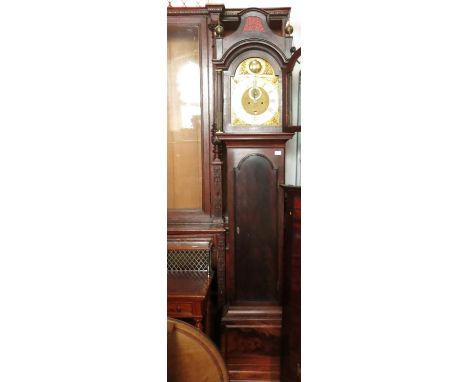 A mahogany long case clock, with arched brass dial by Foster, Birchin Lane, London, with second hand sweep and date aperture