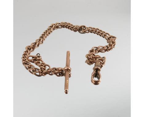 A 9 carat gold watch chain, 24.7cm long, 13.8g gross