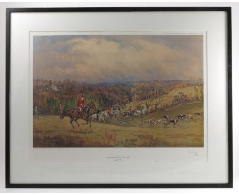 John King, limited edition colour print, North Cotswold from Springhill, Hunting scene, 18ins x 24ins, together with another 