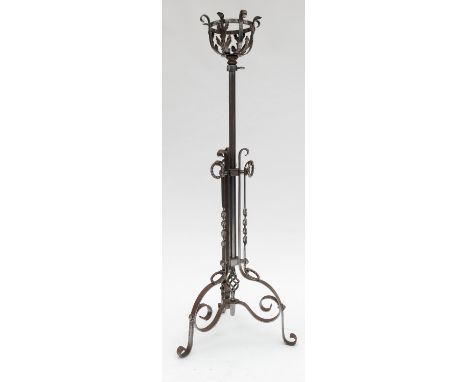 A 19th century torchere, with telescopic column supporting a bowl, raised on a tripod base, height 52ins