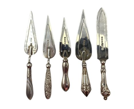 Edwardian silver trowel shape bookmark Birmingham 1909, maker Adie &amp; Lovekin, another by the same maker 1923, another Bir