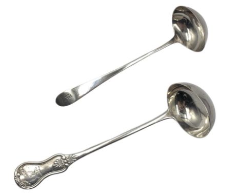 Early 19th century silver toddy ladle Edinburgh circa 1800 and a Victorian silver Kings pattern toddy ladle Glasgow 1839 Make