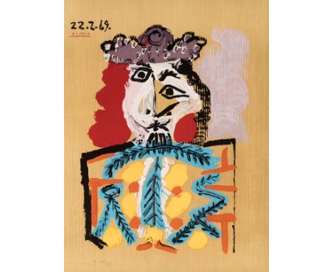 Pablo Picasso. 1881 Malaga - 1973 Mougins. Nach. Portrait imaginaire (Le roi). Farblithographie nach einem Gemälde. Im Stein 