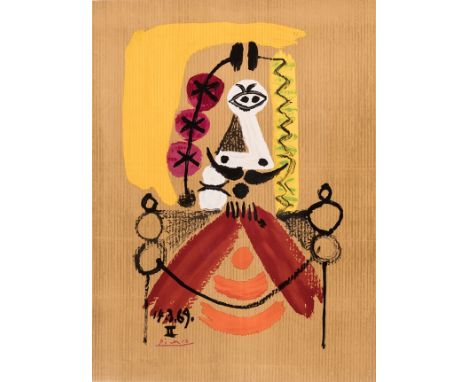 Pablo Picasso. 1881 Malaga - 1973 Mougins. Nach. Portrait imaginaire (Le roi). Farblithographie nach einem Gemälde. Im Stein 