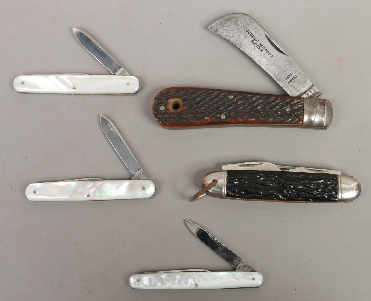 A Joseph Rodgers folding knife a multi blade pocket knife and three
