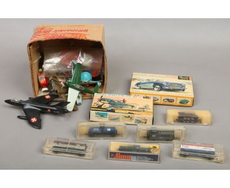 A group of vintage Airfix models and modelling equipment including an example in original box, along with six boxed Lima Elec