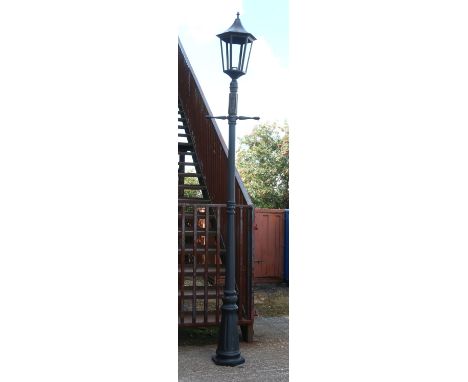 An incomplete black Diecast aluminium street lamp/ garden light in need of restoration.