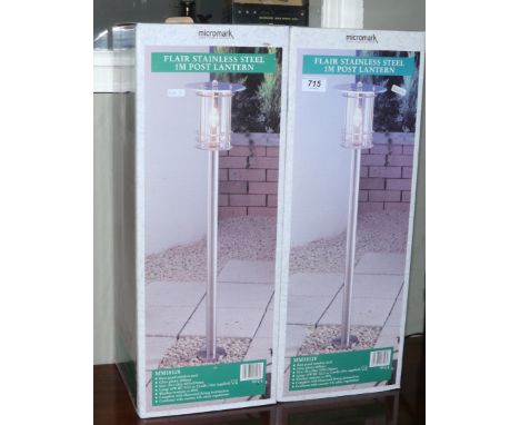Two new and boxed stainless steel 1m post lights by Micromark model number MM18128.