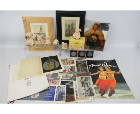 Mixed collectables to include Piggin figures, theatre programmes, postcards, commemorative crowns, penknife and other.
