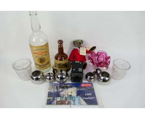 Lot to include a limited edition Dean's Rag Book Co Collectors Club bear and ephemera, camera, stainless steel tea set, a Wad