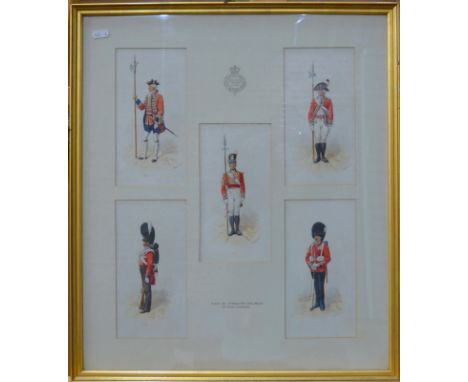 R Simkin - 'First or Grenadier Regiment of Foot Guards', five studies of uniform dated 1745, 1792, 1815, 1830 and 1910, water