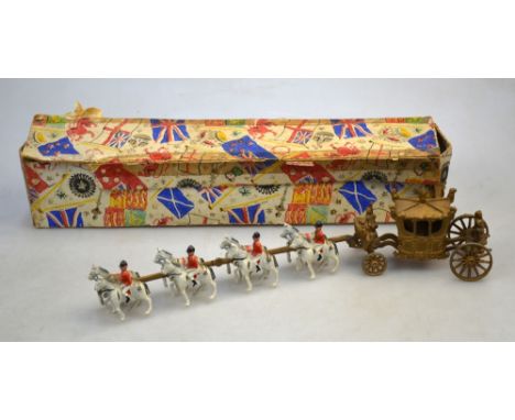 A crescent die cast model of the Coronation coach with eight horses and four postillions (box a/f)