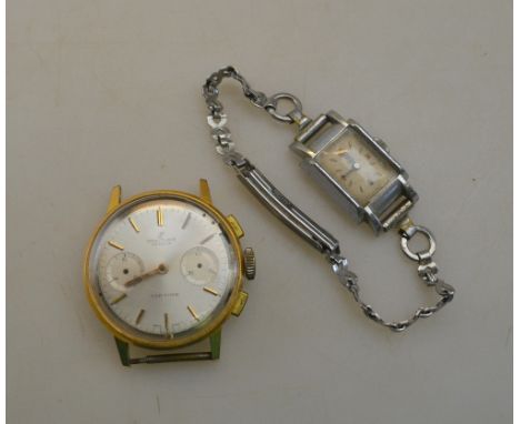 A gentleman's gilt metal Breitling Top Time wristwatch with silvered dial (f/r), to/w a lady's electroplated Art Deco Tudor w