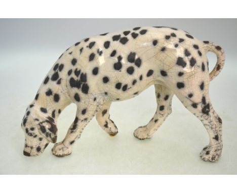 Lawson E Rudge - Raku pottery model of a Dalmation dog, 23 cm high Condition Report Good condition