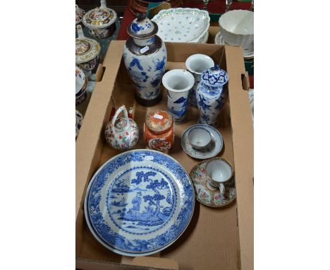 A famille rose teapot and a Kaga chaire; together with a quantity of Asian Ceramics, comprising: a blue and white fish bowl; 